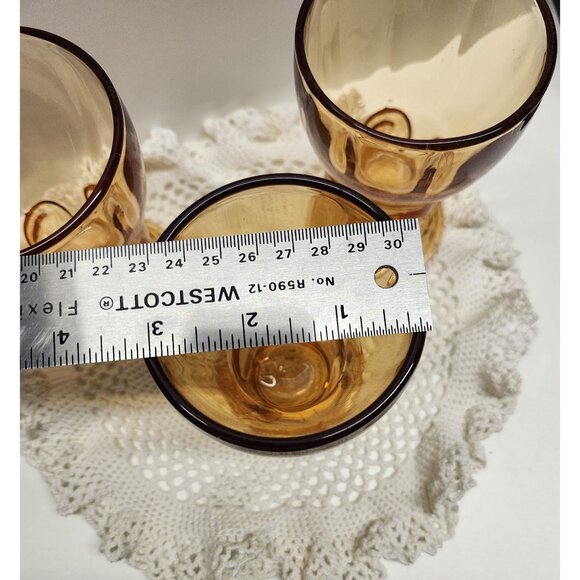 3- Moondrops Amber New Martinsville Tumblers Vintage Glasses - Picture 7 of 9